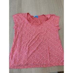 Fresh Producer T Shirt Top Womens Large Pink Geo Print Short Sleeve Round Neck